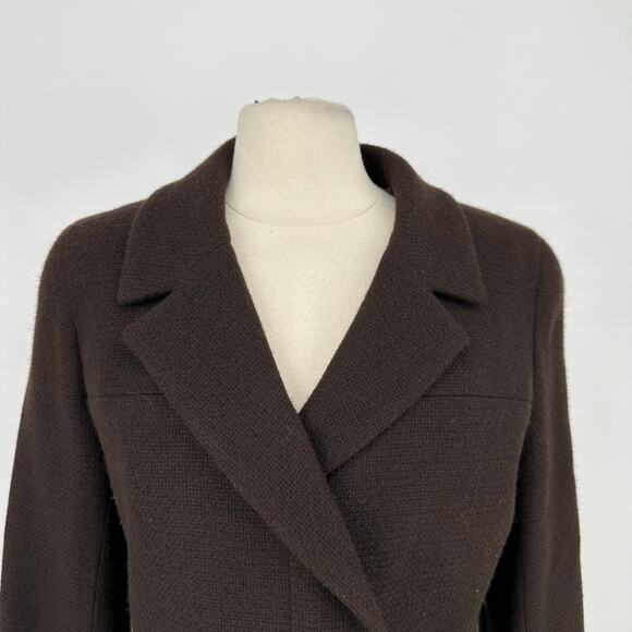 Vintage Y2K Runway CHANEL  FR 44 Blazer Skirt Set Chocolate Brown Cashmere Silk - Picture 11 of 16